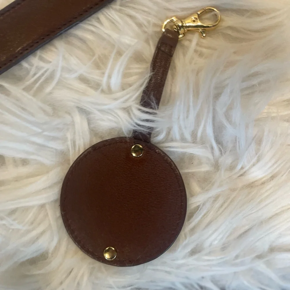Tory Burch Brown Leather Crossbody Strap with Mirror Charm